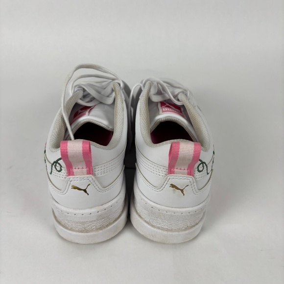 Puma Mayze White, Garnet Rose-Vine Embroidery Size 7 Platform Shoes - Picture 9 of 13